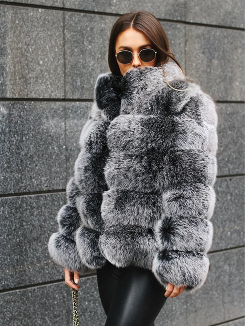Winter women's Jacket Real Fox fur coat Stand Collar high street Coat real Fox Fur jackets women's coats in promotion WGLUVF FUR